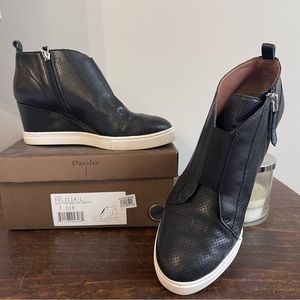 PAOLO WOMENS black leather platform tennis shoes sneakers 7.5 from Nordstrom